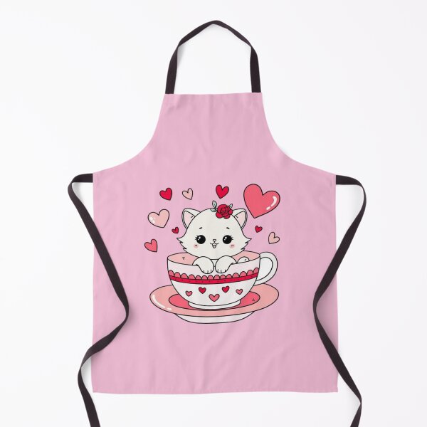 Item preview, Fluffy Kitten in a Pink Heart Teacup designed and sold by MushArtist.