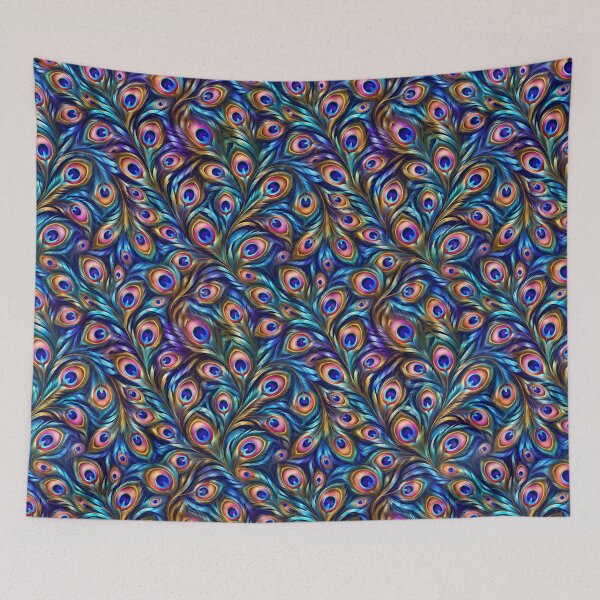 Item preview, Luxury Amethyst Purple and Sapphire Blue Peacock Feather Pattern designed and sold by HO•Designs.