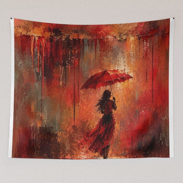 Item preview, Under the Red Umbrella - Digital Impasto Rain Painting designed and sold by Joey Santiago.