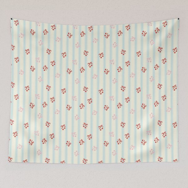 Item preview, Cute Cherry Ribbon Bow and Pastel Stripe Seamless Pattern Background designed and sold by ToMaToooooo.