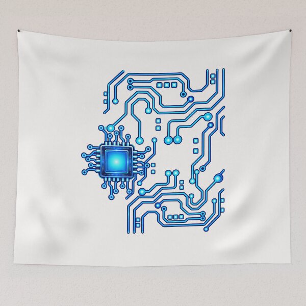 Item preview, Blue Circuit Board Core – Computer Virus Futuristic Cyber Tech Art designed and sold by Genius Geek.