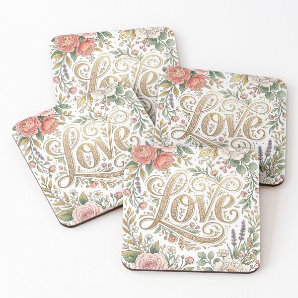 Item preview, Elegant Vintage Floral "LOVE" Typography Design designed and sold by DesignArtique.