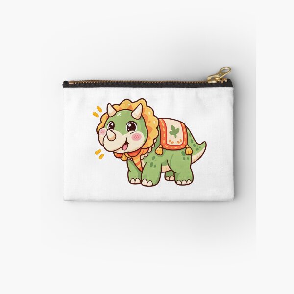 Item preview, Cute Kawaii Baby Triceratops Dinosaur – Green Cartoon Dino with Orange Frill designed and sold by mumeaw.