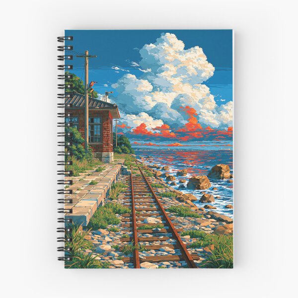 Item preview, Tracks by the Sea with Station at Sunset designed and sold by Kunstkutter.