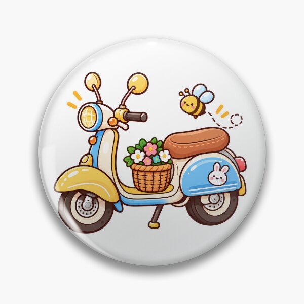 Item preview, Kawaii Pastel Scooter with Flower Basket – Cute Retro Vespa Style Cartoon designed and sold by mumeaw.