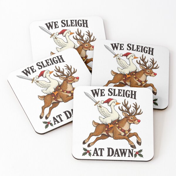 Item preview, We Sleigh At Dawn Funny Goose Riding Reindeer Christmas designed and sold by gordonbwyashop.