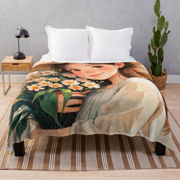 Item preview, Girl with flowers in her hand, beautiful design. designed and sold by ELFofDREAMS.