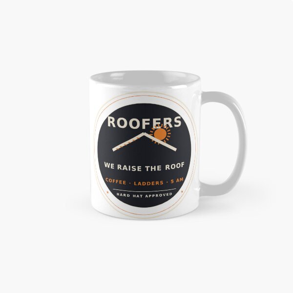 Item preview, Roofers We Raise The Roof Funny Roofer Badge designed and sold by Sentient Cyborg Solutions.