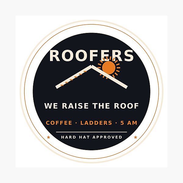 Item preview, Roofers We Raise The Roof Funny Roofer Badge designed and sold by Sentient Cyborg Solutions.