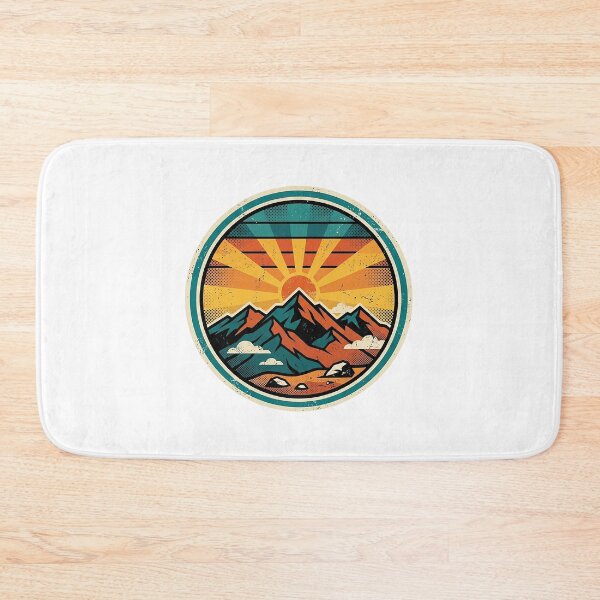 Item preview, Retro Mountain Sunrise - Vintage Adventure & Nature Badge designed and sold by The Red Lime.