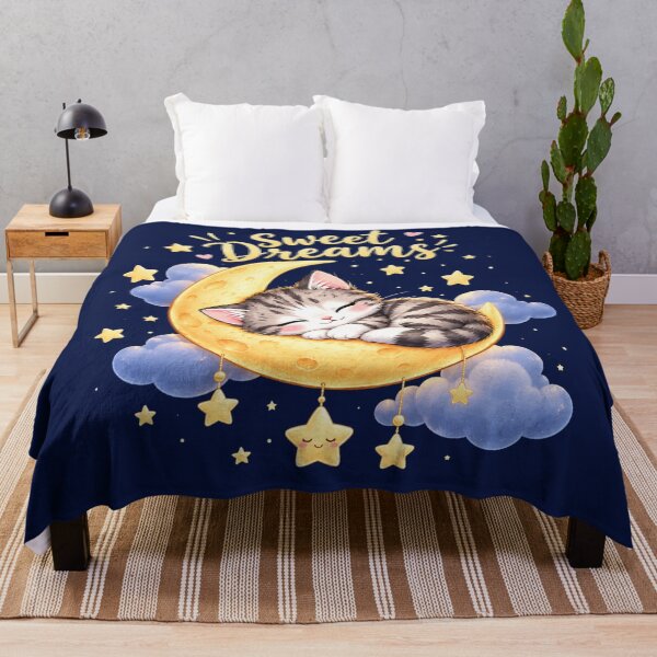 Item preview, Sweet Dreams Sleeping Kitten on Crescent Moon designed and sold by MushArtist.