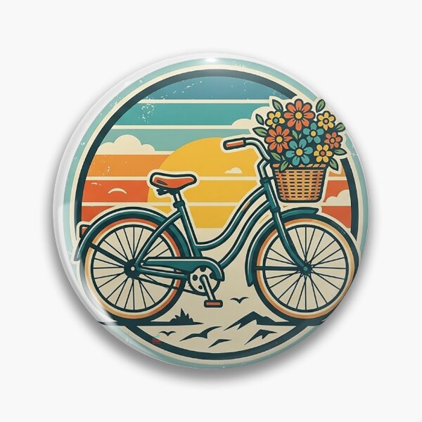 Item preview, Retro Bicycle With Flowers - Vintage Sunset & Cycling Art designed and sold by The Red Lime.