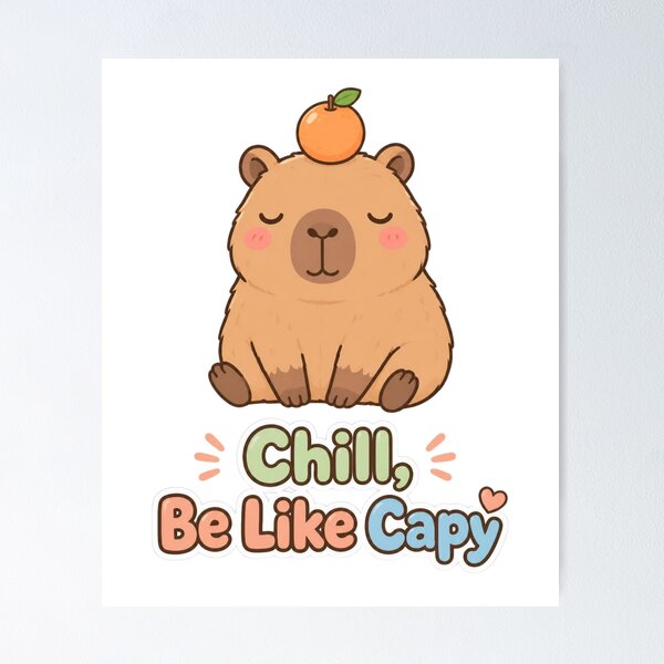 Item preview, Chill Capybara with Orange - Cute Kawaii Capybara designed and sold by SoftLifeClub.