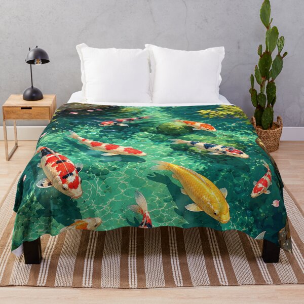 Item preview, Colourful Koi Fish in Tranquil Japanese Pond designed and sold by Curio Meridian.