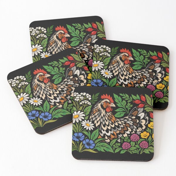 Item preview, Garden Hen – Colorful Chicken & Wildflowers designed and sold by EchosOfNeris.