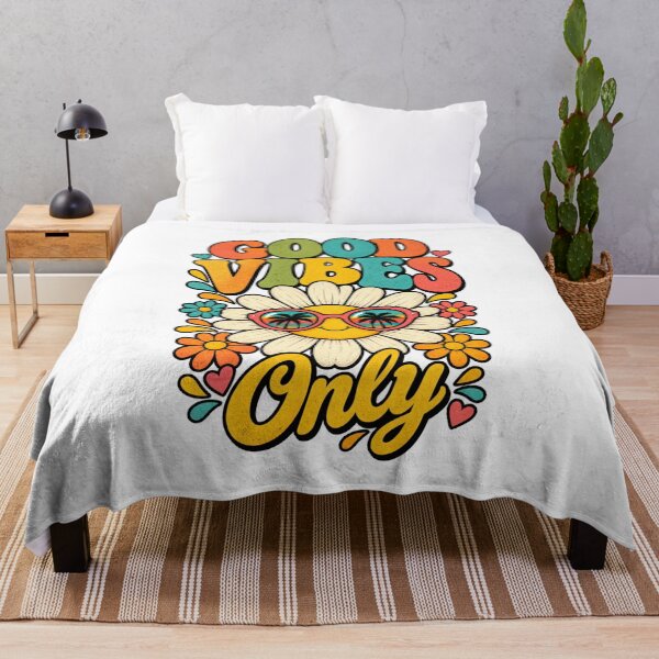 Item preview, Good Vibes Only Retro Groovy Daisy Design, Vintage 70s Hippie Flower Power, Colorful Boho Positive Vibes designed and sold by justsuestudio.