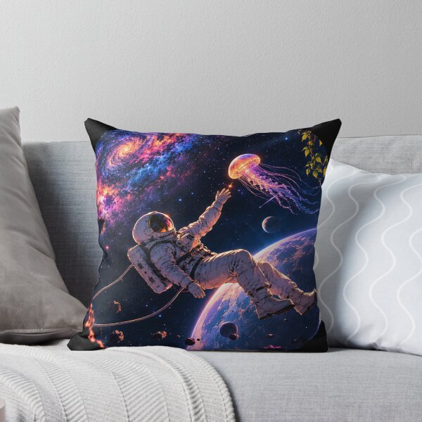 Item preview, Cosmic Encounter – Astronaut and Glowing Space Jellyfish designed and sold by apex.vibe.
