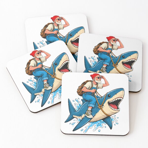 Item preview, Funny Bearded Man Riding Spotted Shark designed and sold by kimberly-thomp.