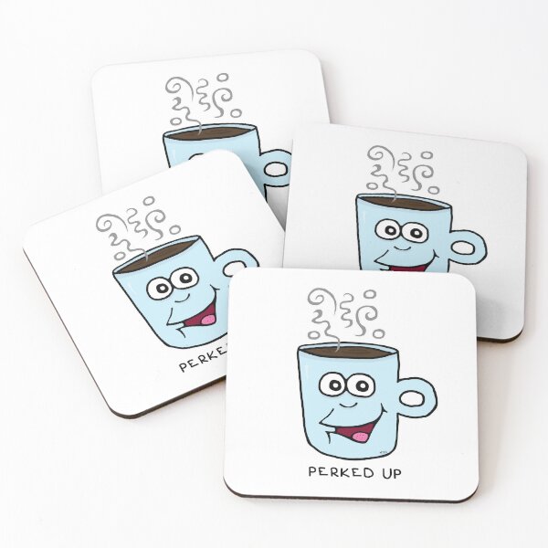 Item preview, Perked Up | Funny Coffee Mug Visual Pun Sticker designed and sold by MyxaART.