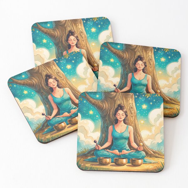 Item preview, Woman meditating, watercolor style #2 designed and sold by ELFofDREAMS.
