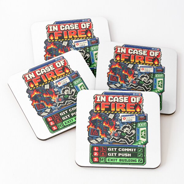 Item preview, In Case Of Fire Git Commit Push Retro Pixel designed and sold by Win Hardy.