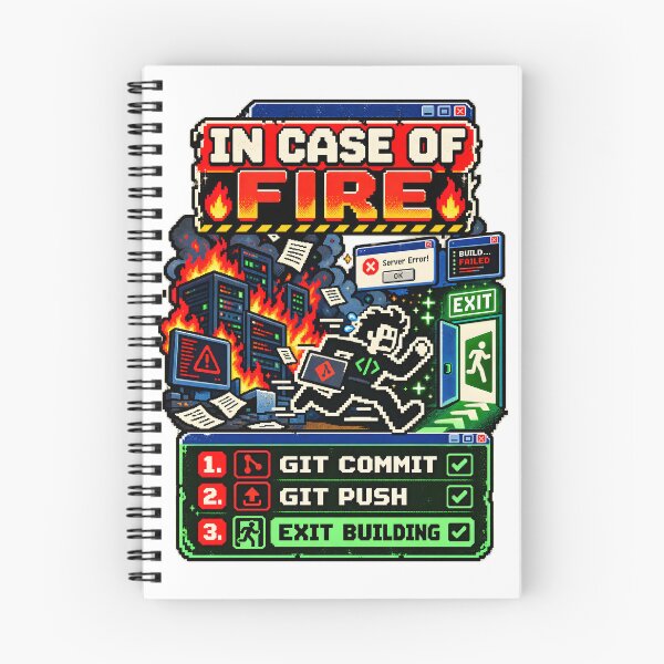Item preview, In Case Of Fire Git Commit Push Retro Pixel designed and sold by Win Hardy.