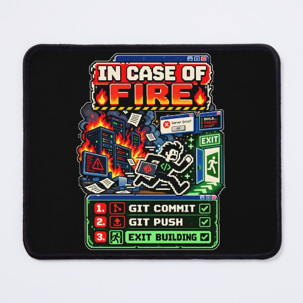 Item preview, In Case Of Fire Git Commit Push Retro Pixel designed and sold by Win Hardy.