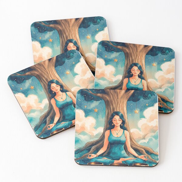 Item preview, Woman meditating, watercolor style #3. designed and sold by ELFofDREAMS.