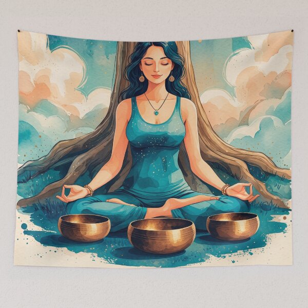 Item preview, Woman meditating, watercolor style #3. designed and sold by ELFofDREAMS.