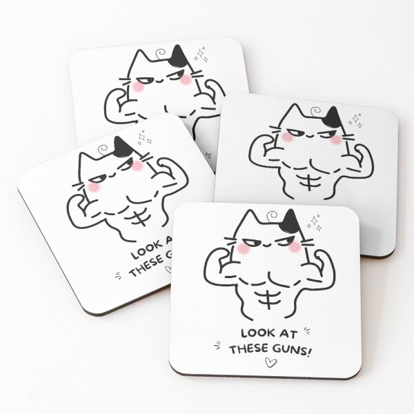 Item preview, Funny Buff Cat Look at These Guns Gym Humor designed and sold by Aurevella.