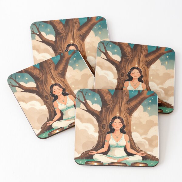 Item preview, Woman meditating, watercolor style #4. designed and sold by ELFofDREAMS.
