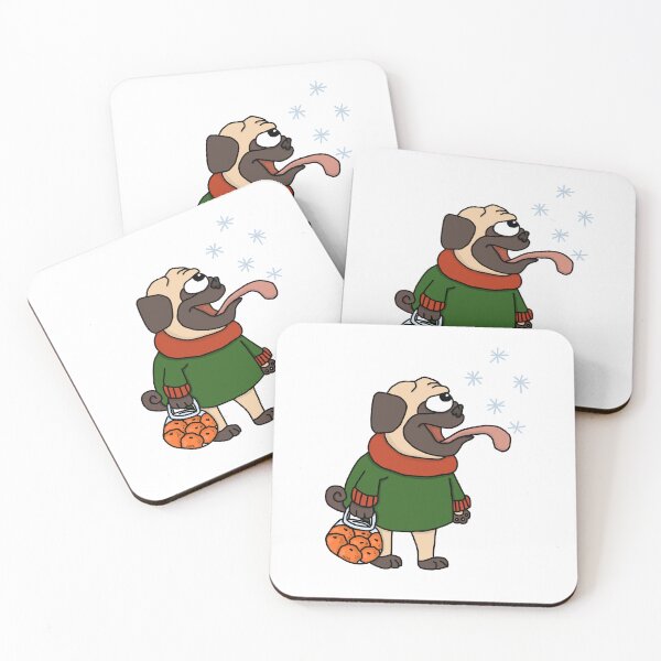 Item preview, Snow Catcher Pug | Funny Christmas Winter Dog Visual Art Sticker designed and sold by MyxaART.