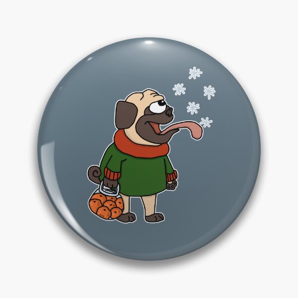 Item preview, Snow Catcher Pug | Funny Christmas Winter Dog Visual Art Sticker designed and sold by MyxaART.