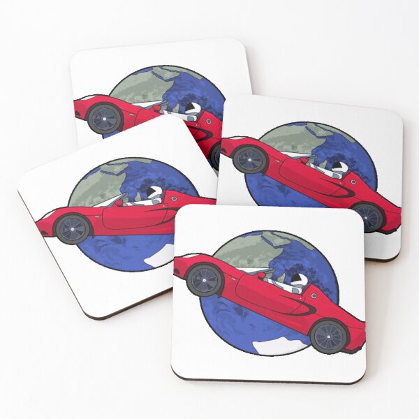 Item preview, Red Roadster Starman Over Earth designed and sold by SofaKingTESLA.