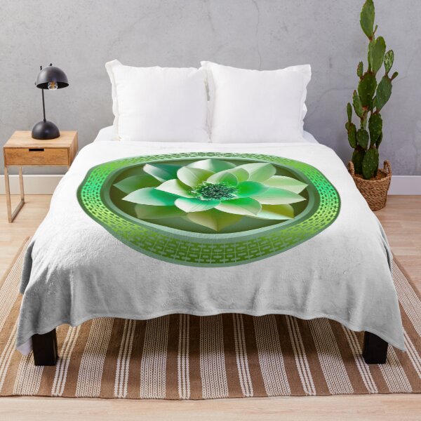 Item preview, Serene Emerald Green Lotus Crystal Mandala Art designed and sold by MinimalAurashop.