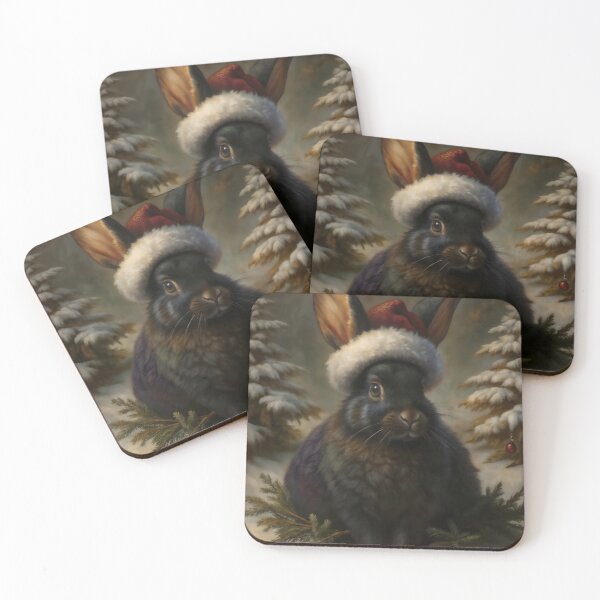 Item preview, Gothic Christmas Rabbit Santa Hat Winter Painting designed and sold by DarkHolyQueen.