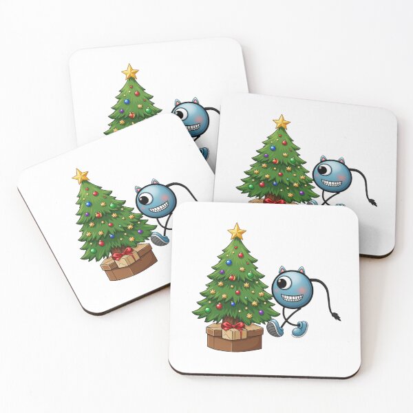 Item preview, Blue Monster Stealing Christmas Tree designed and sold by Inka Moon Design.