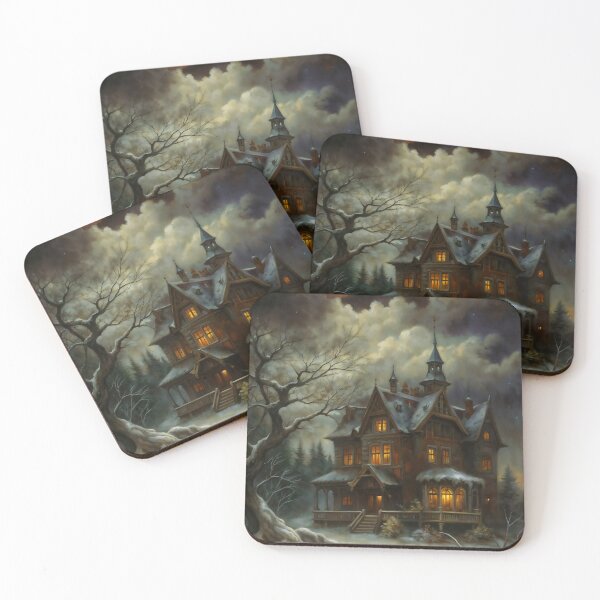 Item preview, Gothic Winter Manor House Snowy Night Painting designed and sold by DarkHolyQueen.