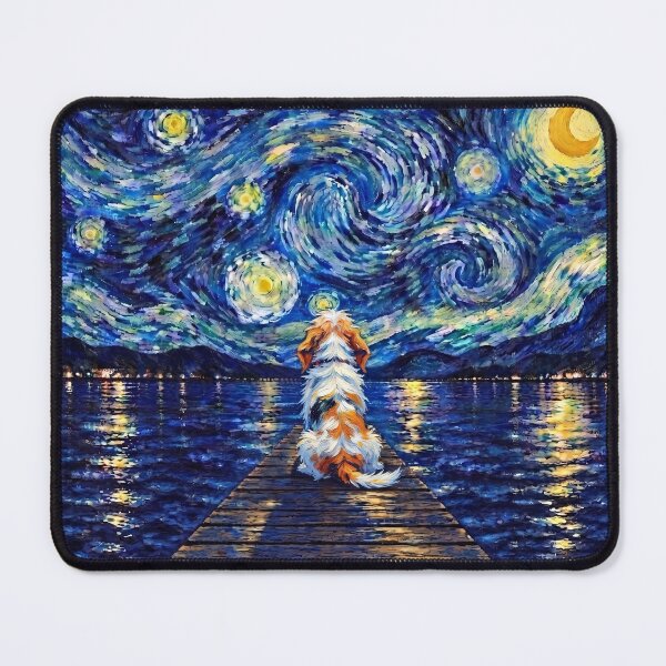 Item preview, Funny Petit Basset Griffon Vendeen Starry Night Painting Bridge Star Mom Dad Kids designed and sold by FurryHavenPH.