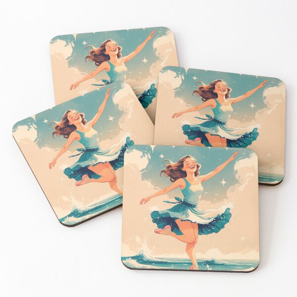 Item preview, stickers of a girl dancing on water, for party favors designed and sold by ELFofDREAMS.