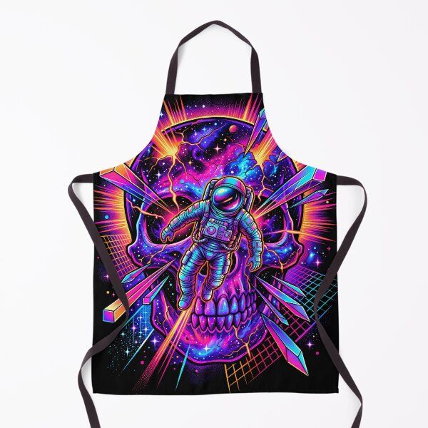 Item preview, Cosmic Skull Astronaut Neon Cyberpunk Space Art designed and sold by Origamoart.
