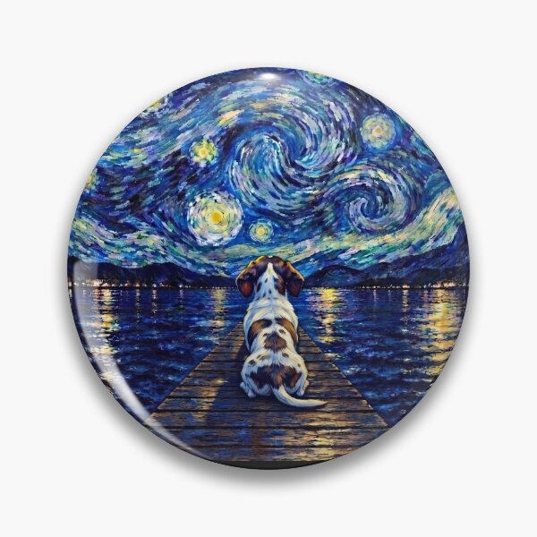Item preview, Funny Piebald Dachshund Starry Night Painting Bridge Star Mom Dad Kids designed and sold by FurryHavenPH.