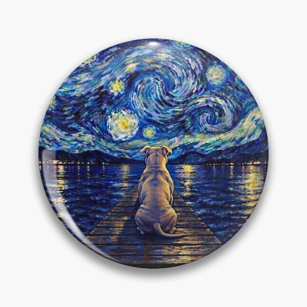 Item preview, Funny Pitbull Starry Night Painting Bridge Star Mom Dad Kids designed and sold by FurryHavenPH.