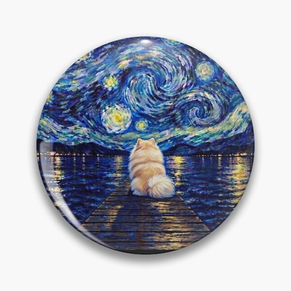 Item preview, Funny Pomeranian Starry Night Painting Bridge Star Mom Dad Kids designed and sold by FurryHavenPH.