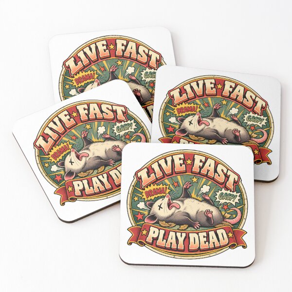 Item preview, Live Fast Play Dead Opossum Vintage Comic Graphic designed and sold by LoafLogic.