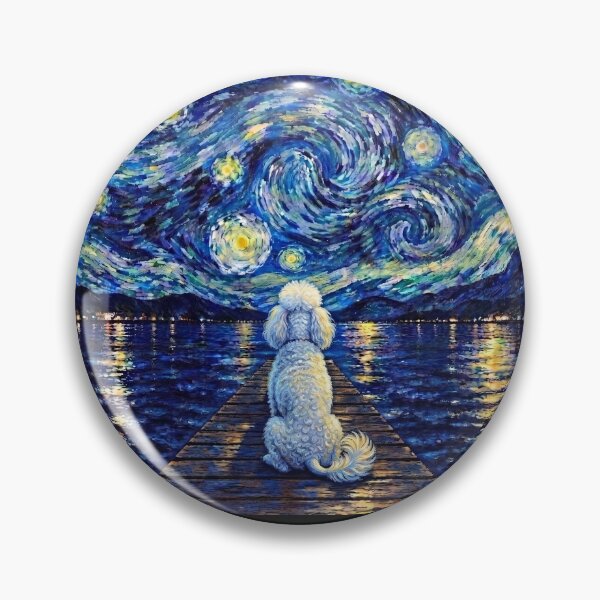Item preview, Funny Poodle Starry Night Painting Bridge Star Mom Dad Kids designed and sold by FurryHavenPH.