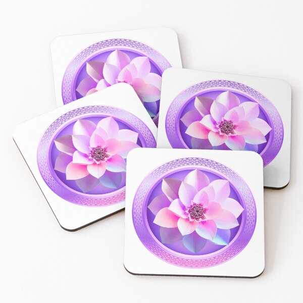 Item preview, Ethereal Lavender Pink & Purple Lotus Crystal Mandala Art designed and sold by MinimalAurashop.