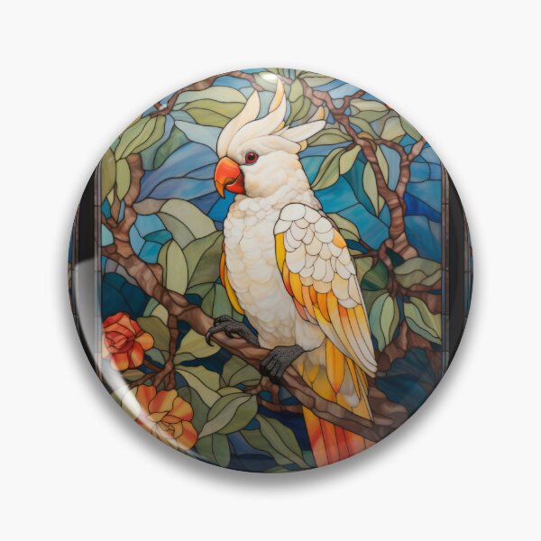 Item preview, Cockatoo Stained Glass Tropical Bird Portrait designed and sold by pinkal.