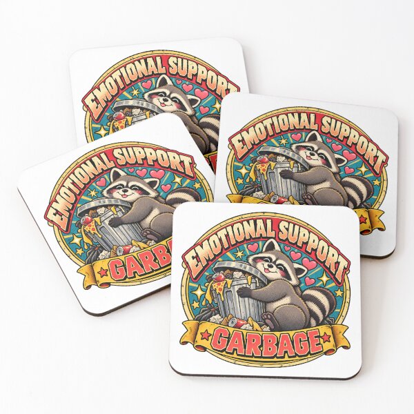 Item preview, Emotional Support Garbage Retro Comic Raccoon Badge designed and sold by LoafLogic.