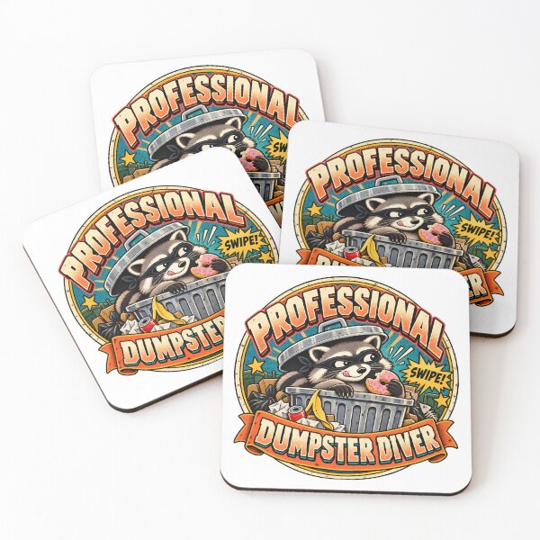 Item preview, Professional Dumpster Diver Vintage Raccoon Comic Badge designed and sold by LoafLogic.